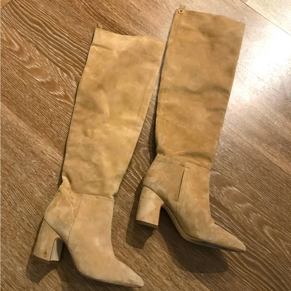 Sam Edelman Tall Suede Knee-High Boots in Tan